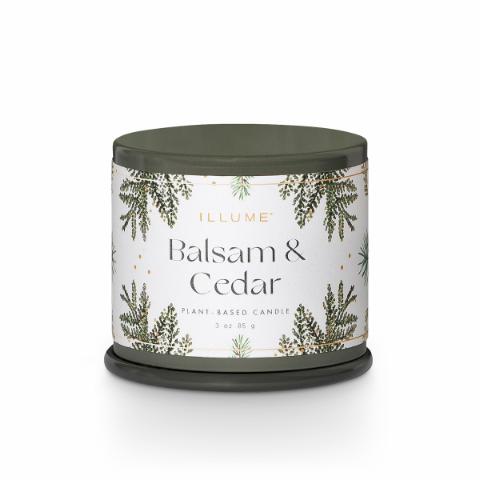 Balsam & Cedar Demi Vanity Tin Candle, Green, 