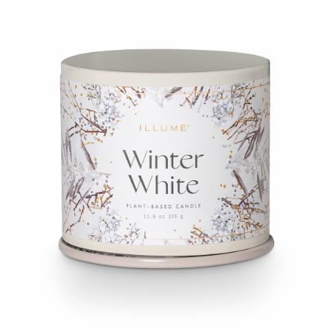 Winter White Vanity Tin Duftlys, Hvid, 