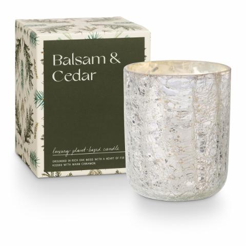 Balsam & Cedar Crackle Glas Duftlys, Grøn, 