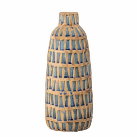 bloomingville grand vase a poser au sol gres texture bleu - Kdesign