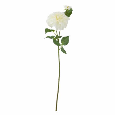 Dahlia Tige de Fleur Artificielle, Blanc, Plastique
