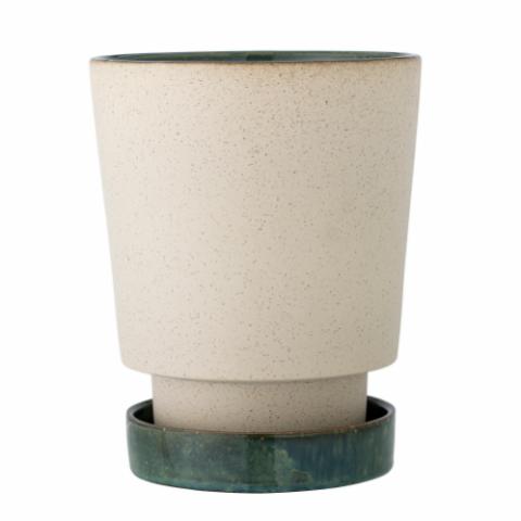 Idril Flowerpot w/Saucer, Nature, Stoneware