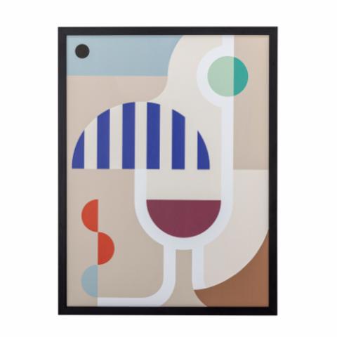 Wine Illustration w/ Frame, Black, Pine