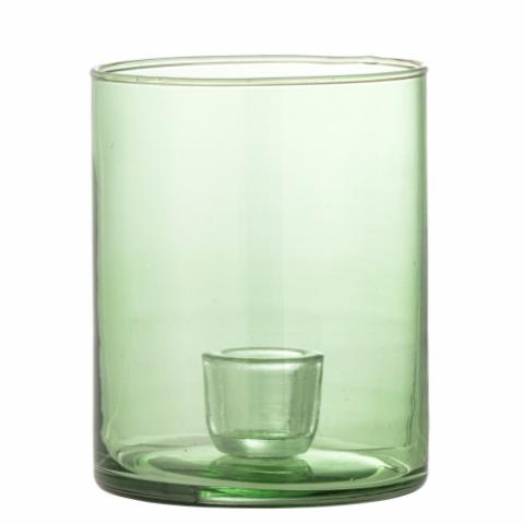Juline Candle Holder, Green, Recycled Glass