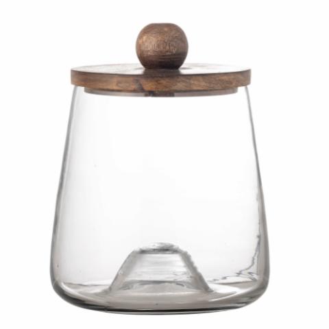 Asami Jar w/Lid, Clear, Recycled Glass