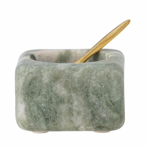 Noriko Salt Jar w/Spoon, Green, Marble
