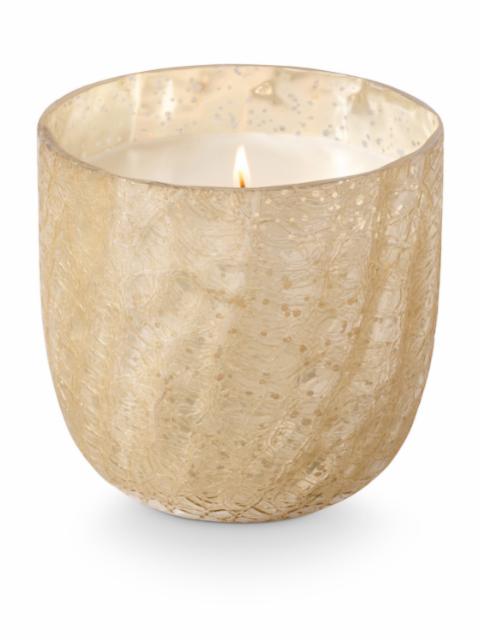 Winter White Crackle Glass Candle, White, 