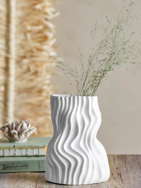 Sahal Vase, White, Ceramic
