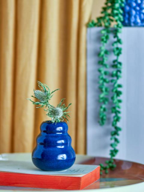 Faramir Vase, Blue, Steingut
