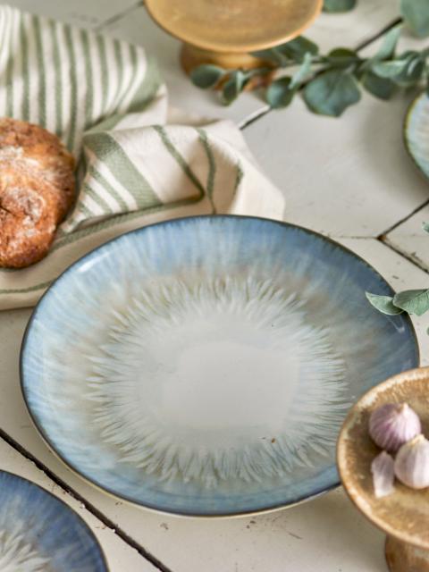Calen Plate, Blue, Stoneware
