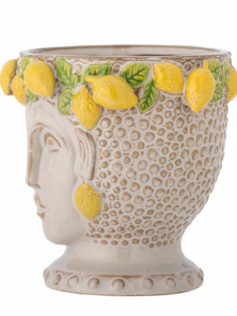 Limone Flowerpot, Yellow, Stoneware