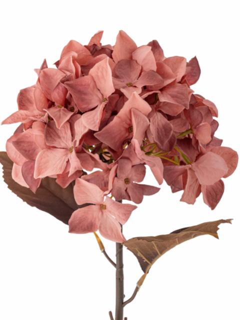 Hydrangea Künstlich Einzelstiel, Rose, Kunststoff