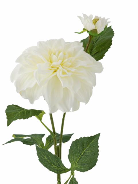 Dahlia Tige de Fleur Artificielle, Blanc, Plastique