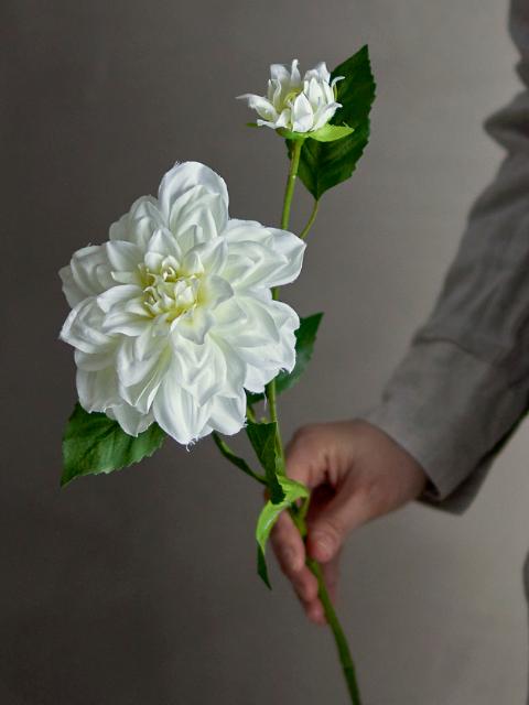 Dahlia Stem, White, Artificial Flowers