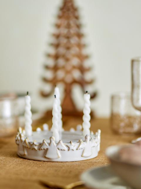 Starry Advent Candle Holder, White, Stoneware