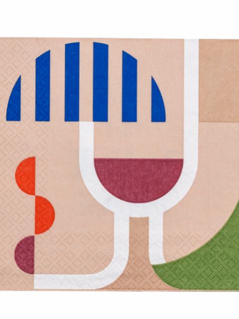Wine Serviet, Blå, FSC® Mix, Papir