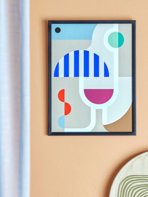 Wine Illustration avec cadre, Noir, Pin