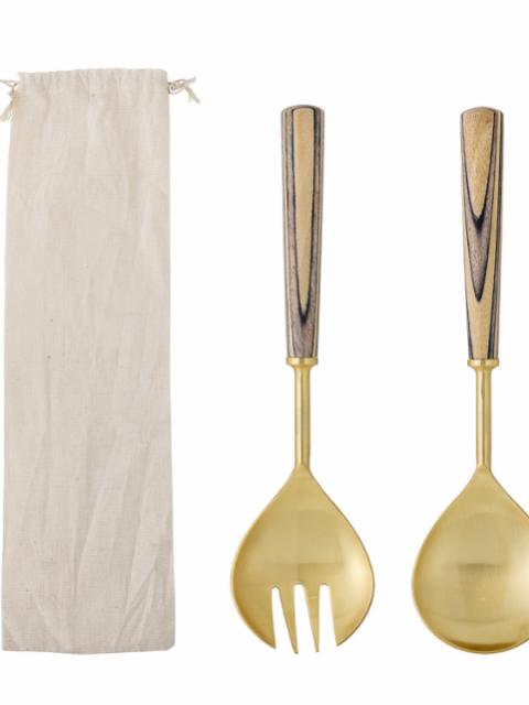 Fumio Salad Servers, Gold, Stainless Steel