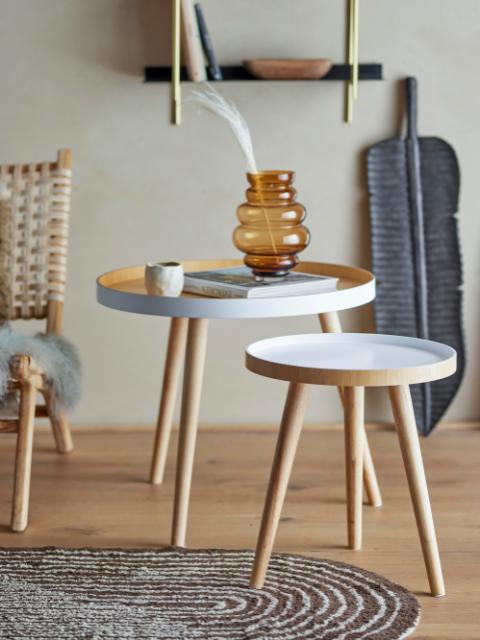 Cappuccino Table basse, Blanc, Bambou