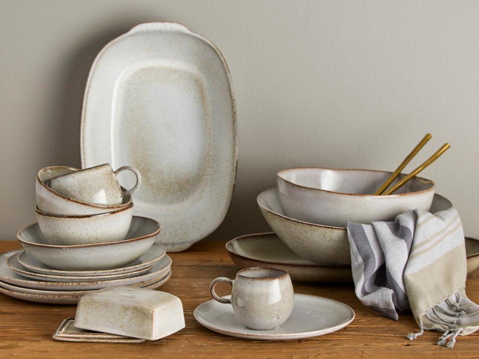 Sandrine Servierplatte, Beige, Steingut