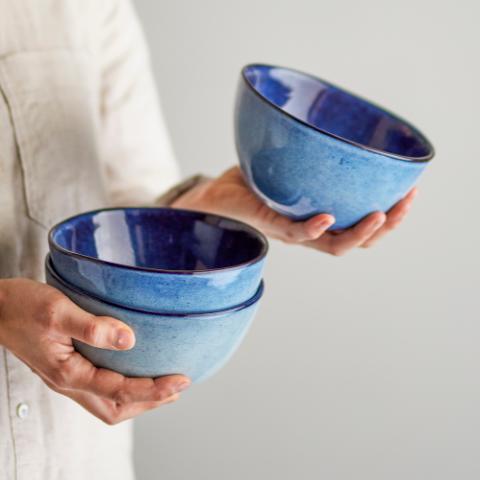 Sandrine Schale, Blue, Steingut