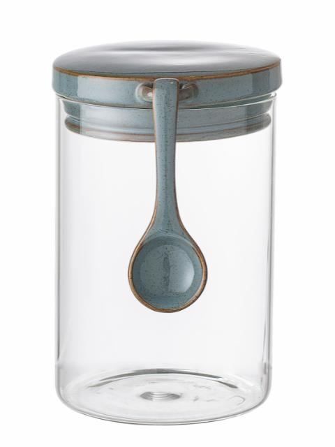 Pixie Jar w/Lid & Spoon, Green, Glass