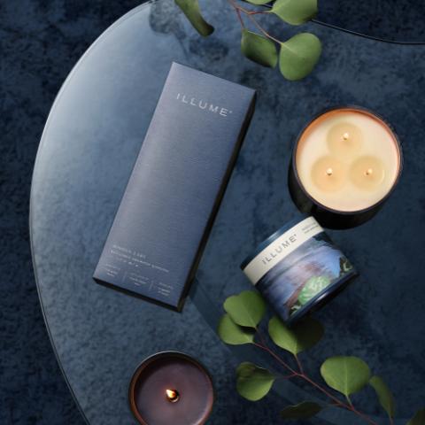 Hidden Lake Demi Vanity Tin Bougie, Bleu,