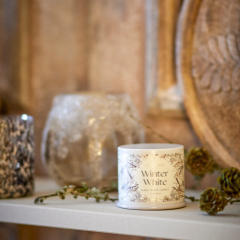 Winter White Demi Vanity Tin Candle, White,