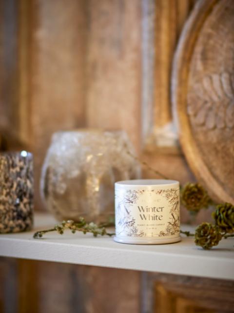 Winter White Demi Vanity Tin Candle, White,
