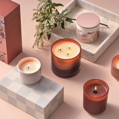 Terra Tabac Box Glass Candle, Braun,