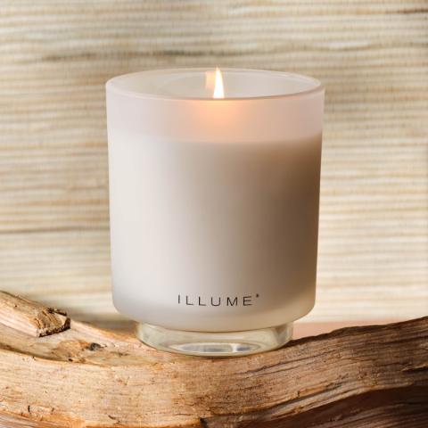 Driftwood Box Glass Candle, Blanc,
