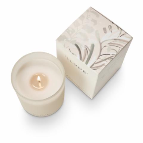 Winter White Box Glass Candle, Weiß,