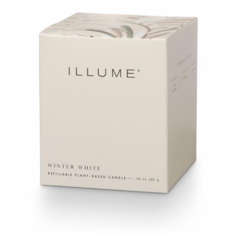 Winter White Box Glass Candle, Hvid,