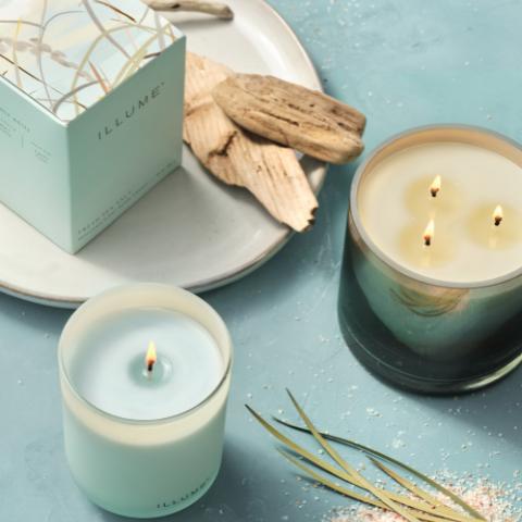 Fresh Sea Salt Box Glass Candle, Grün,