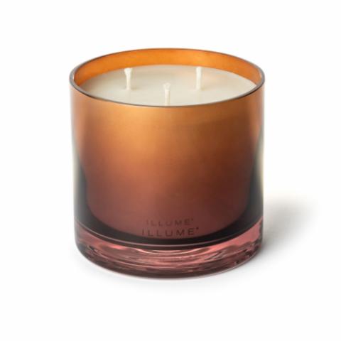 Terra Tabac Statement Glass Candle, Brown,