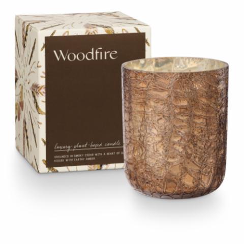 Woodfire Crackle Verre Bougie, Marron,