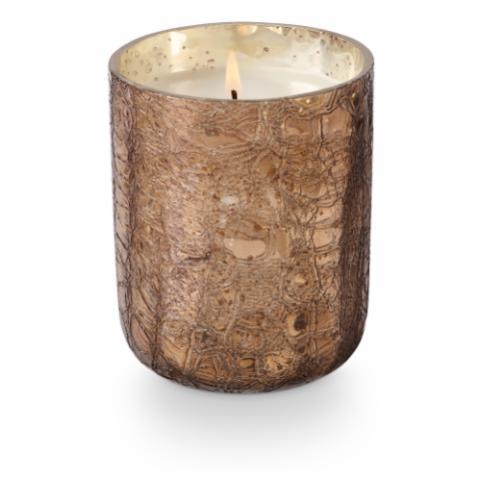 Woodfire Crackle Glass Candle, Brown,
