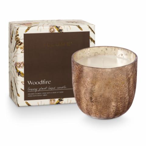 Woodfire Crackle Verre Bougie, Marron,