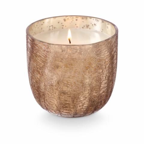 Woodfire Crackle Glass Candle, Brown,