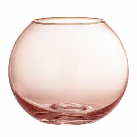 Nelie Vase, Rose, Glas