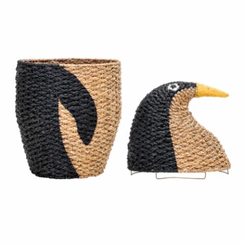 Tazia Basket w/Lid, Black, Bankuan Grass