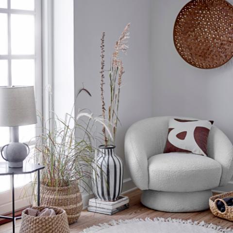 Kean Lampe de table, Gris, Terre cuite