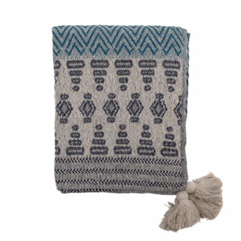 Milas Throw, Blue, Recycled Cotton