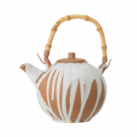 Iris Teapot w/Teastrainer, White, Stoneware