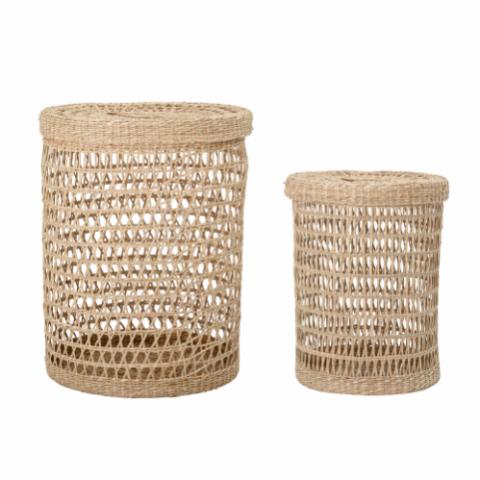 Connie Basket w/Lid, Nature, Seagrass