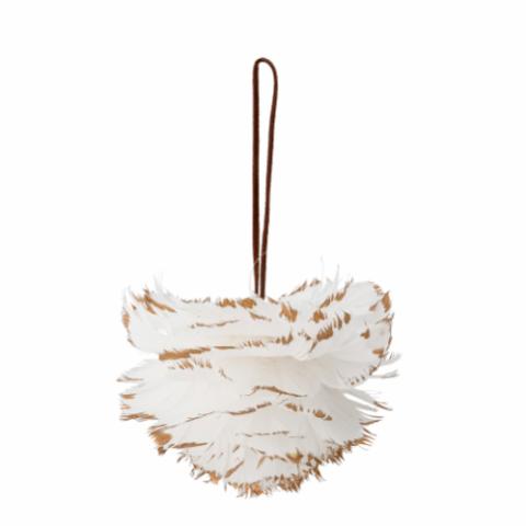 Jaslyn Ornament, White, Feather