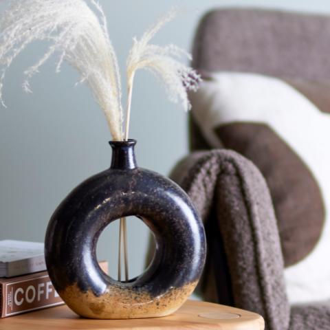 Baldvin Vase déco, Marron, Grès