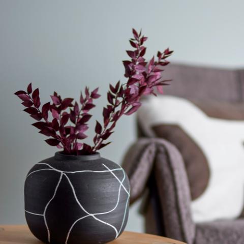 Niza Vase déco, Noir, Terre cuite