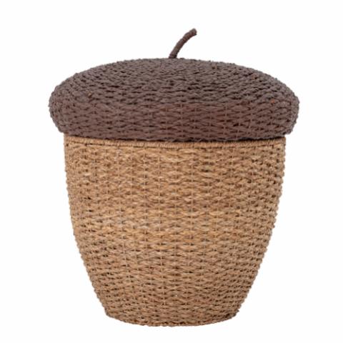 Finus Basket w/Lid, Brown, Seagrass