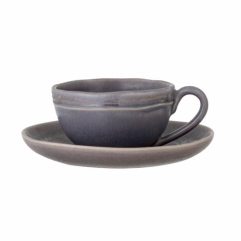 Raben Cappuccino Cup w/Saucer, Grey, Stoneware